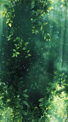 Obraz premium Capture the enchanting contrast of lush greenery and ethereal light in a watercolor cascade, bringing to life the harmony of a Musical Forest Lights symphony