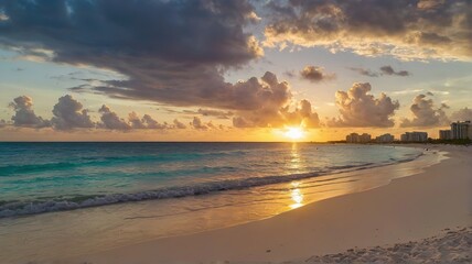 Obraz premium Sunset over the beach in evening view