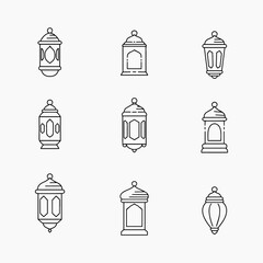 Islamic lantern doodle line vector illustration