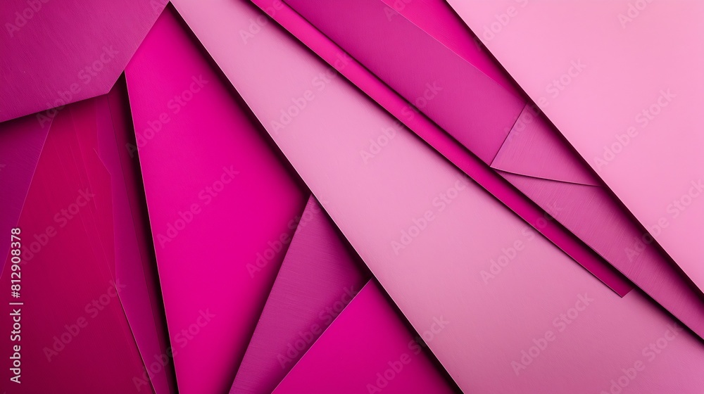 Poster Abstract colored paper texture background Minimal paper cut style composition with layers of geometric shapes and lines in viva magenta colors Top view : Generative AI