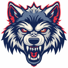 Graphics of angry Wolf in sports graphic logo