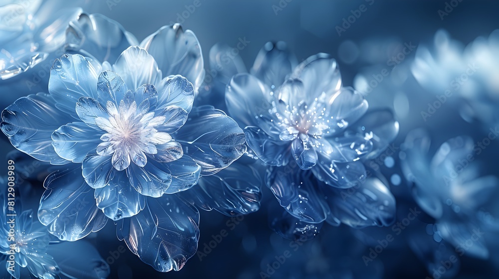 Poster frosty blue polygonal snowflake abstract pattern