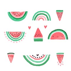 Cute watermelon in cartoon style