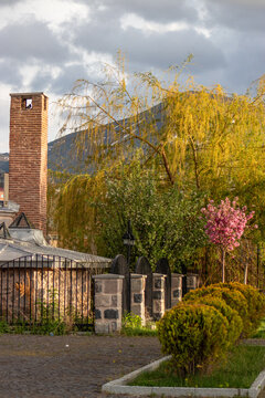 Erzurum Hanim Hamami or lady's bath with Palandoken Mountain view