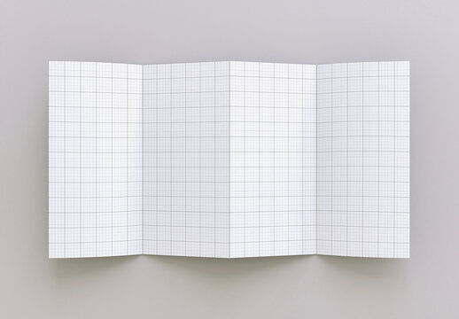 Four Accordion Fold Brochure Inside Mockup