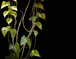 photo of realistic tropical vines on a black background