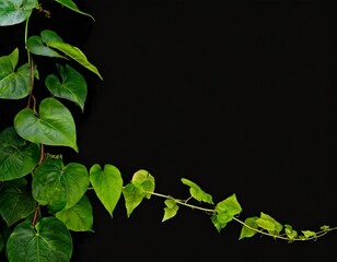 photo of realistic tropical vines on a black background