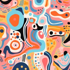Colorful abstract pattern with organic shapes and vibrant splashes of colors.