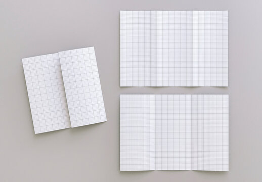 Trifold Brochure Semi close inside and outside Page Mockup