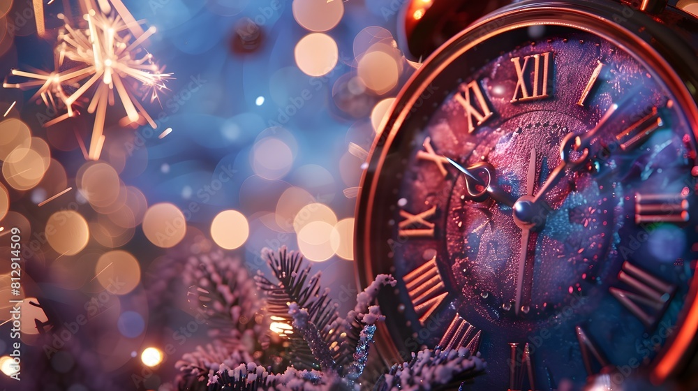 Aufkleber festive countdown to midnight on new year s eve 2025 with sparkling fireworks and snow