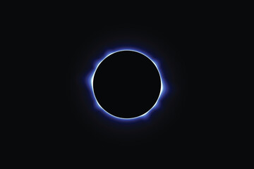 Iridescent round aura eclipse. blue planet glow background. Sun or moon total eclipse in dark space. Star aurora flare with sparkles and sparkles effects. Vector illustration