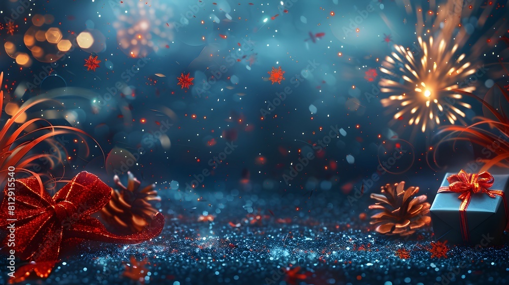 Poster dazzling fireworks display celebrating the arrival of the new year 2025 with vibrant sparkling light