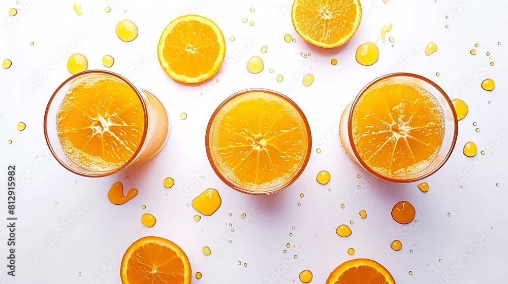 Aufkleber creative layout made of orange juice on the white background flat lay food concept macro concept : g
