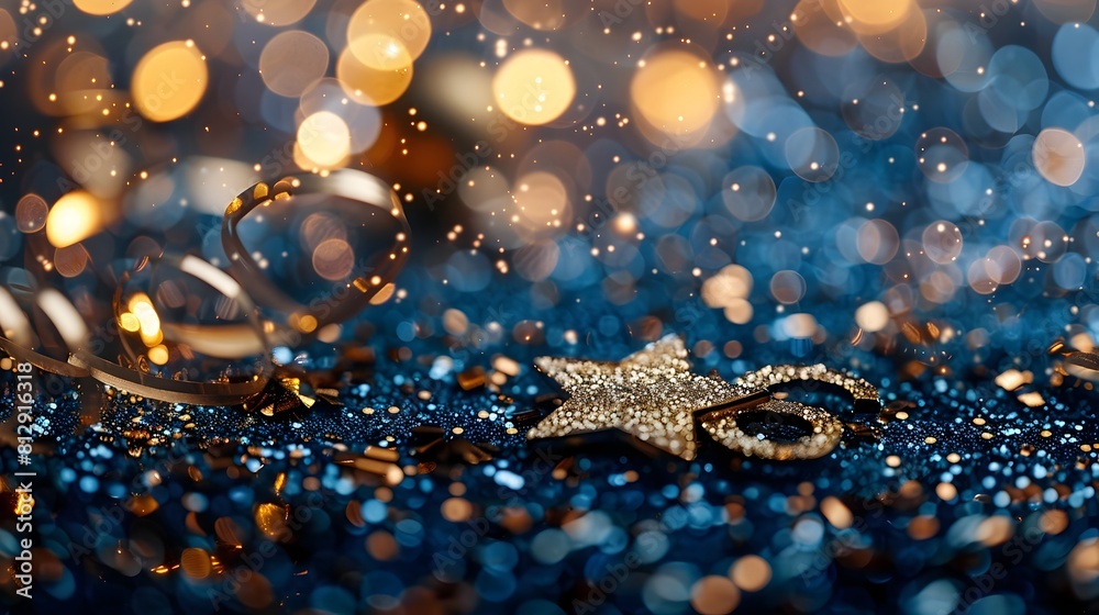Aufkleber sparkling and glittering new year 2025 background with shining lights stars and cosmic elements