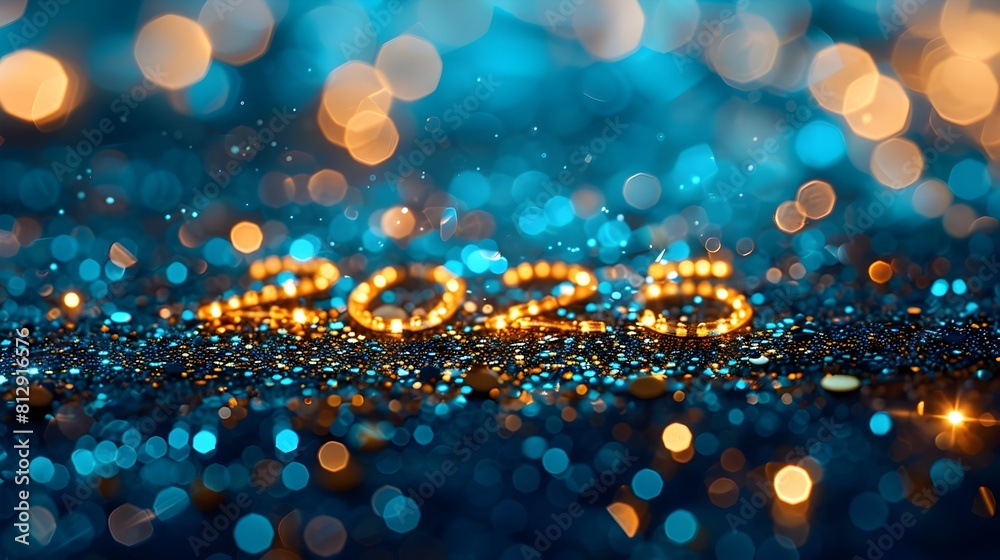 Leinwandbilder glittering and luminous new year 2025 background with shimmering confetti and bokeh lights