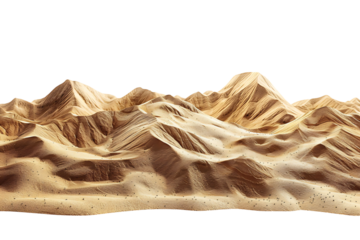 Sand dunes on isolated transparent background
