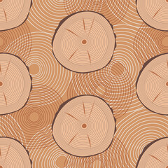 Abstract seamless pattern in mude colors. Tree trunk ring vector background