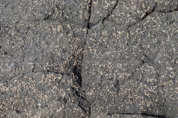 Stone texture worn by the wind and the sea of ​​the coast located on a wild beach.