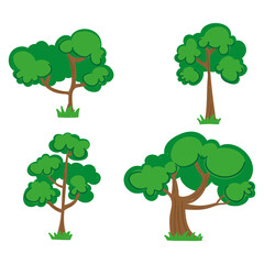 Set of trees in cartoon style