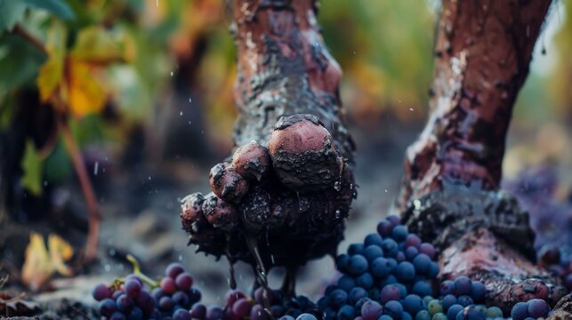 wine grapes being crushed underfoot