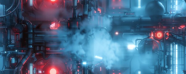 Design a scene of a futuristic laboratory with experimental pods releasing ominous smoke Integrate unexpected camera angles to reveal sinister details