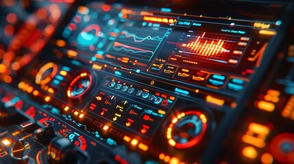 Obraz premium Close-up of a digital automotive engineering display showing intricate diagnostics of vehicle systems, hyperrealistically detailed with technical graphs and diagnostics tools.