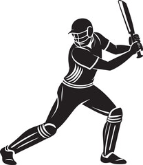 Cricket player batsman with bat.illustration on white background.