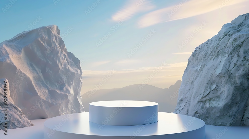 Aufkleber natural podium backdrop for product display with sky background blank showcase mockup with natural e