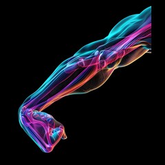 Neon Glow D Model Illustrating Human Arm Muscles Biceps and Triceps - obrazy, fototapety, plakaty