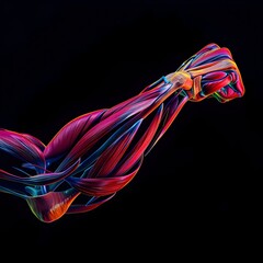 Neon Illuminated D Model of Human Arm Muscles in High Definition - obrazy, fototapety, plakaty