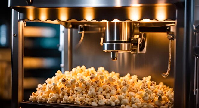 Popcorn machine at the cinema. Salty popcorn.