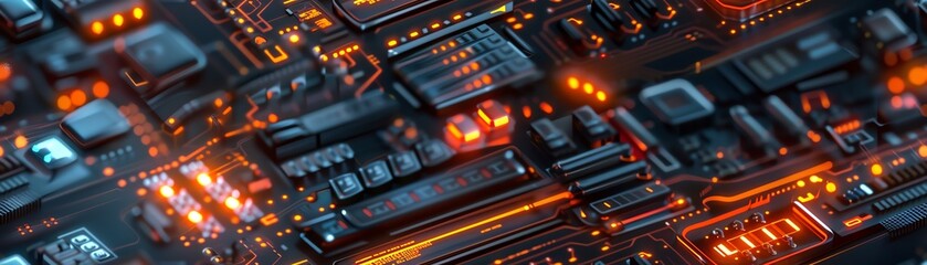 Showcase the convergence of technology and artistry through a top-view perspective