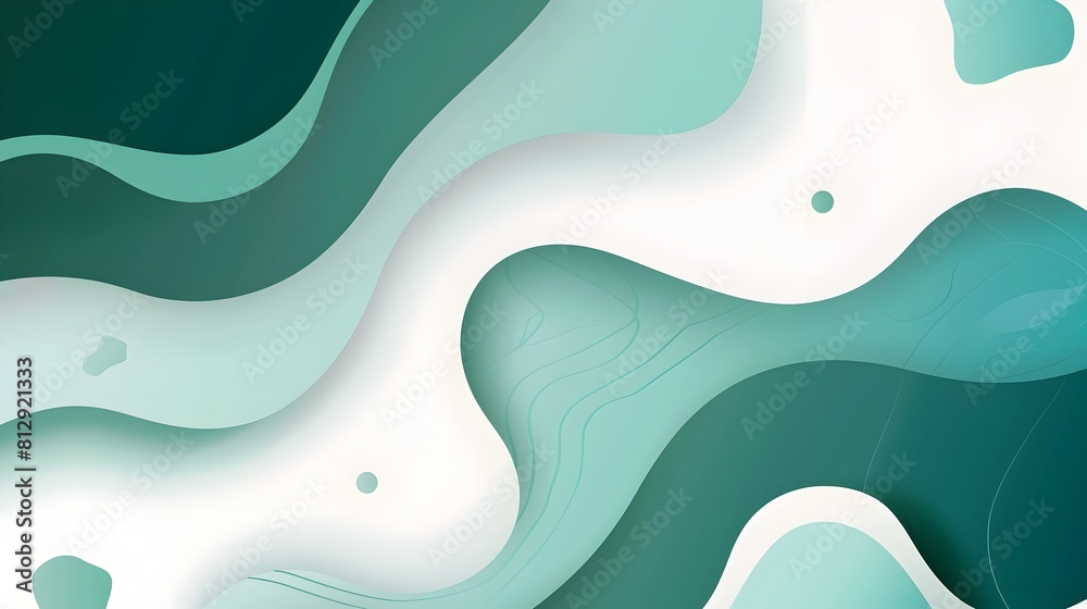 Leinwandbilder flowing shapes in soothing shades of green and teal abstract graphic background with generous negati