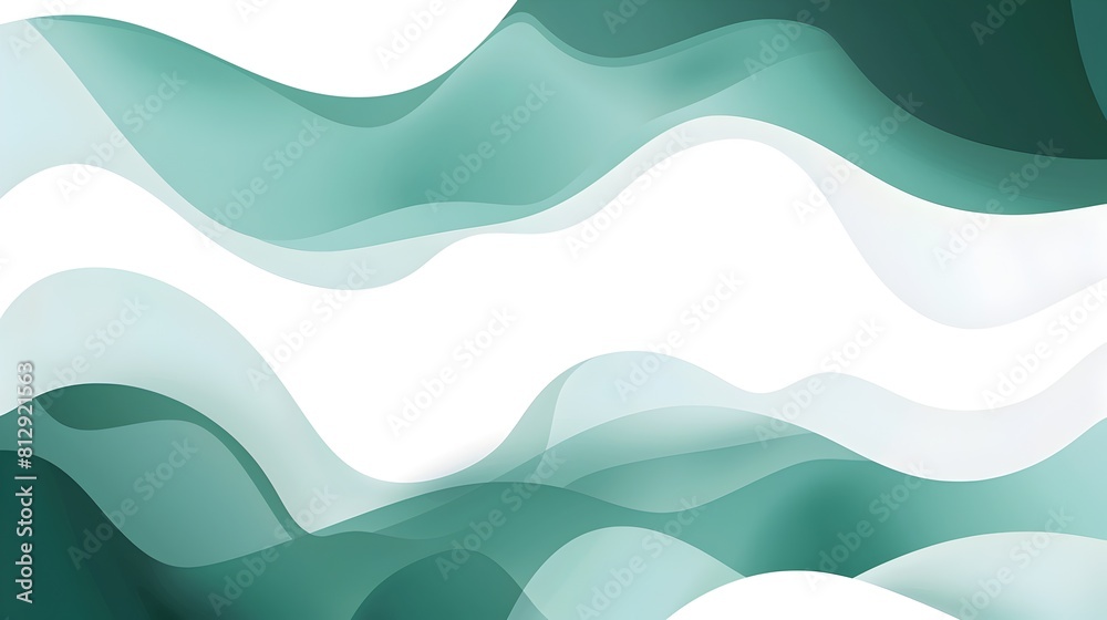 Leinwandbilder green and teal fluid shapes in elegant minimalist composition on white background stylish abstract g