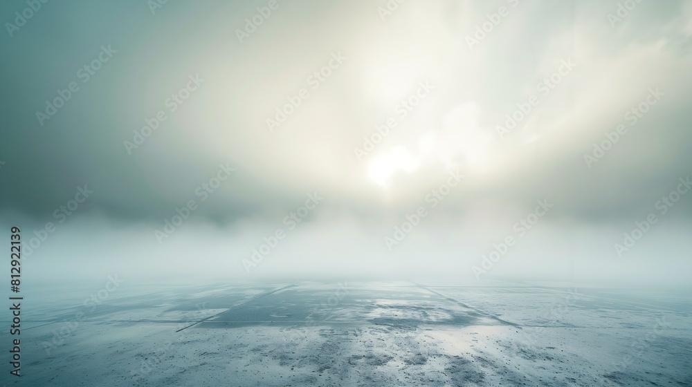 Aufkleber Abstract background with concrete ground and foggy clouds and mock up place Landing page concept : Generative AI