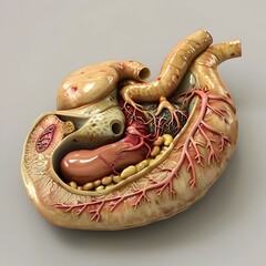 D Model of Human Gallbladder Illustrating Bile Storage for Medical Education - obrazy, fototapety, plakaty