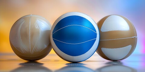 Promotional volleyball with textured design in blue, white, and tan for sports events. Concept Sports Marketing, Textured Volleyball, Promotional Products, Athletic Events, Blue White Tan Design