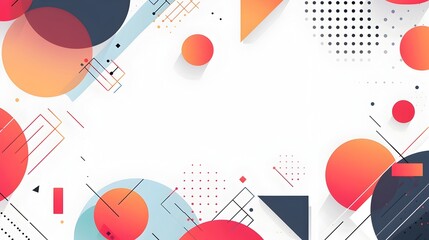 Obraz premium Vibrant Geometric Abstraction with Overlapping Shapes and Clean Minimalist Layout on White Canvas Layered Digital Art Background