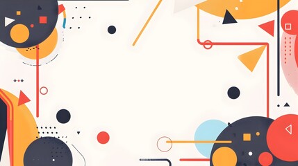 Obraz premium Dynamic Geometric Shapes Compose Vibrant Abstract Wallpaper with Balanced Copyspace for Versatile Creative Applications