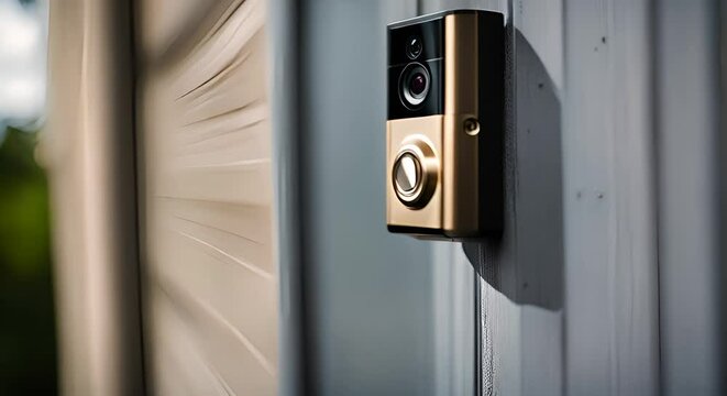 Doorbell with camera in a building.