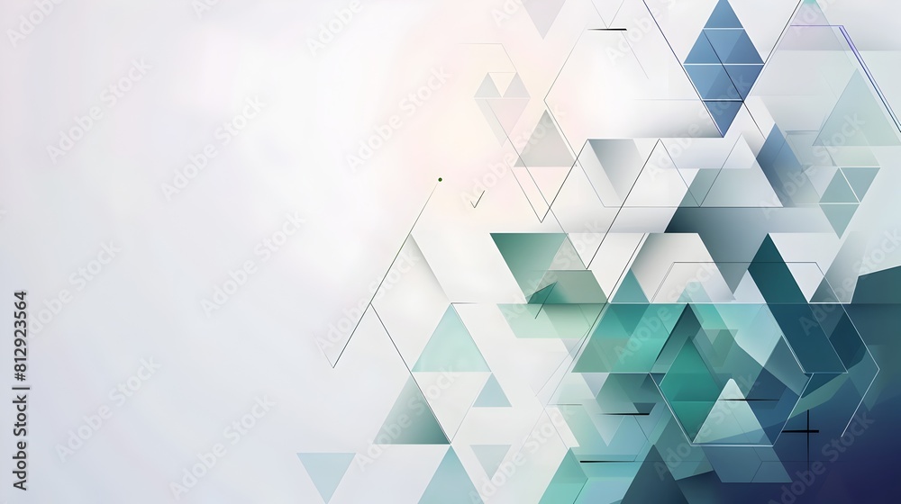 Leinwandbilder overlapping geometric shapes in minimalist blue and green gradient background with clean lines and s