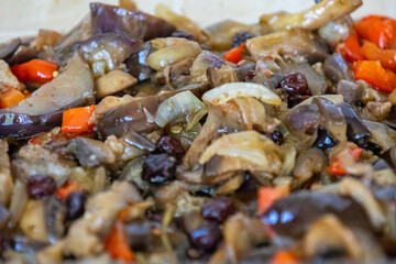 Eggplant appetizer known with eggplant caponata