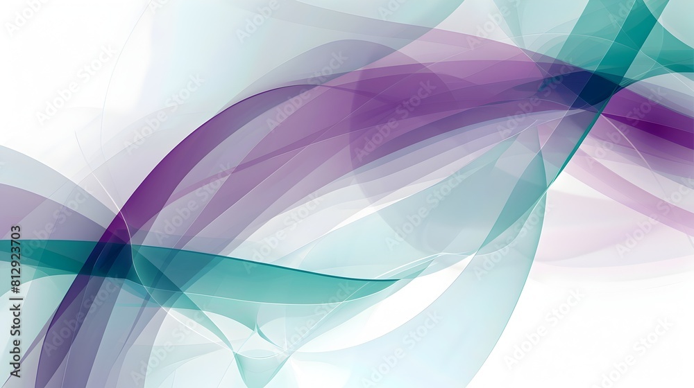 Poster Overlapping Transparent Shapes in Shades of Purple and Teal Abstract Geometric Composition with Open Space for Text or Design