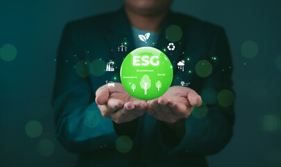 ESG environment sustainable world green earth concept energy ecosystem for sustainable Governance environmental nature on report finance risk social strategy renewable decrease dioxide global gas zero