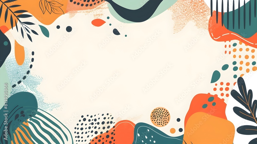 Aufkleber Vibrant Geometric Abstract Background with Textured Organic Shapes and Balanced Negative Space for Copy or Design Elements