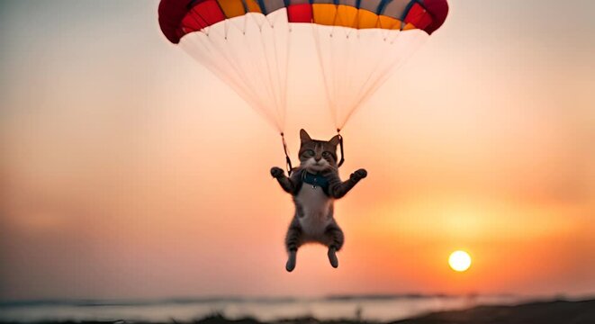 Cat with a parachute.