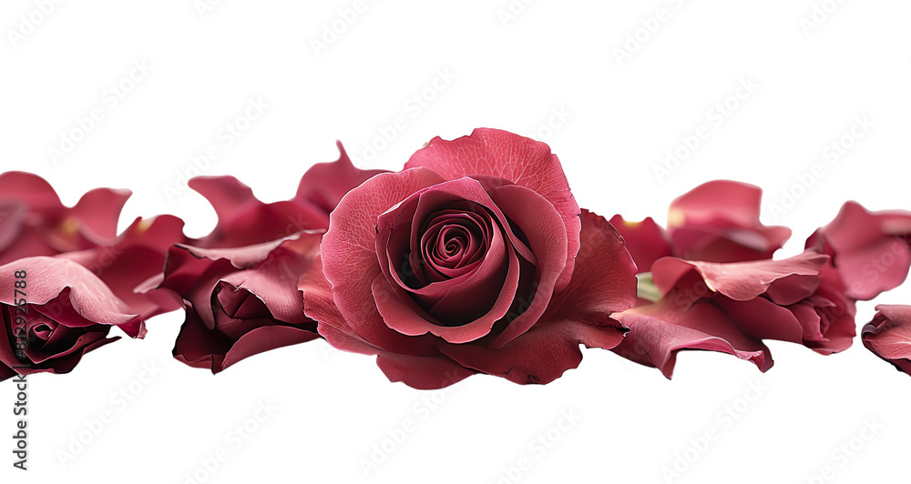 Wall mural wallpaper of rose flowers on a transparent background with copy space for text