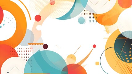 Obraz premium Vibrant Geometric Abstraction with Overlapping Patterns and Minimalist Copyspace