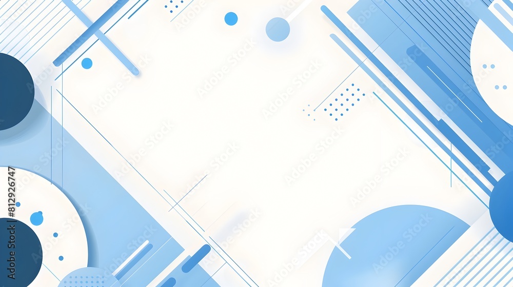 Poster blue abstract geometric shapes in minimalist digital art design with copyspace