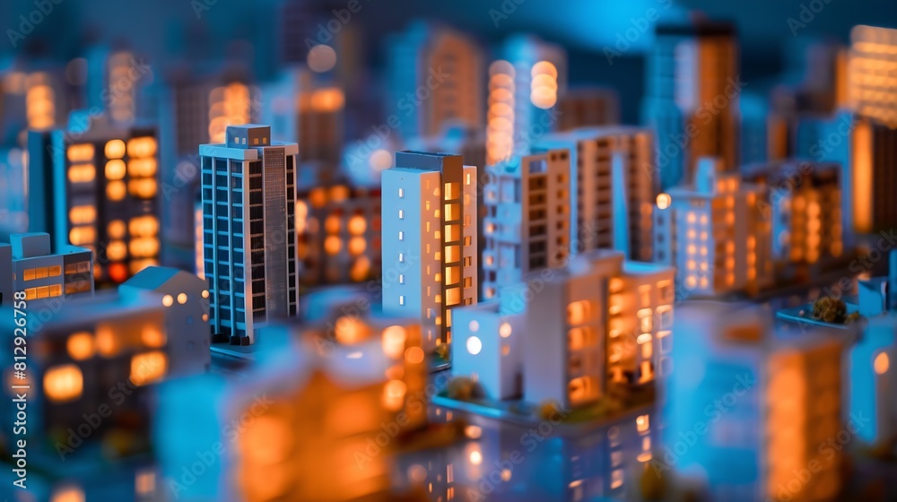 Wall mural a miniature city on the table the layout of the block for designing with a residential building layo